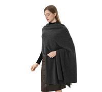 HOPETLA 100% Cashmere Wrap Warm Soft Knitted Scarf Stole for Women Airplane Travel Blanket 87x28 in Extra Large Pashmina, Dark Grey, XL