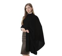 HOPETLA 100% Cashmere Wrap Warm Soft Knitted Scarf Stole for Women Airplane Travel Blanket 87x28 in Extra Large Pashmina, Black, XL