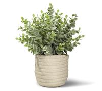 Hopewood Faux Plants, Fake Plants Eucalyptus Potted for Home Office Desk, Artificial Eucalyptus with a Weave Basket for Indoor Greenery Tabletop Decor Centerpiece