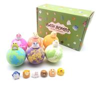 Hopeyhfm Bath Bombs, Organic Natural Handmade Aroma Pure Essential Oil Bubble Bath Balls, with Surprise Crystal Toys Inside, Birthday Gift idea for Her, Women, Men, Kids and Teen Girls (Style 2)