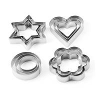 Hopeyhfm Cookie Cutter, 12 Pieces, Pastry Cutter Biscuit Cutters Baking Set Christmas Cookie Cutter, Stainless Steel Heart Circle Flower Star Shaped Cookie Cutters for Baking