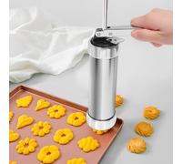 Hopeyhfm Cookie Press Gun Kit, 20 Discs & 4 Nozzles Cookie Press Pump Machine Biscuit Maker Set, Stainless Steel, for DIY Baking Biscuit Maker Cakes and Decoration