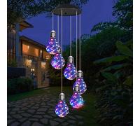Hopeyhfm Crystal Wind Chime, Color Changing Solar Garden Lights Outdoor Waterproof LED Hanging Light Wind Chime Lights Outdoor Christmas Decorations, for Garden Yard Porch Mothers Day