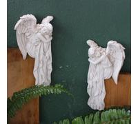 HOPEYHFM Door Frame Angel Wall Sculpture, Left Right Door Frame, Sleeping Angel, Vintage Style Shabby Chic Angelic Figurines Ornament Garden Home Art Decor (Style 3)