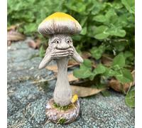 HOPEYHFM Garden Mushrooms, Mini Character Garden Statue, Hear-No, See-No, Speak-No, Weatherproof Resin Mushroom for Plant Pot Patio Flowerbed Patio Pond garden decor (Style 3)