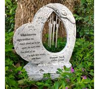 HOPEYHFM Graveside Memorial Wind Chime, Pet Memorial Gifts, Heart Shaped Pet Memorial Stone with Wind Chime Decor, Resin, for Lawn, Porch, Garden Ornaments Outdoor