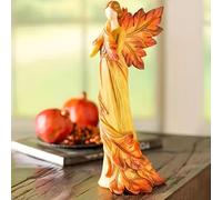HOPEYHFM Guardian Angel Statue, Hand-Painted Figurines, Sympathy Gifts, Autumn Maple Leaf, Praying Guardian Angel Religious Garden Statue, for Thanksgiving Christmas (Style 1)