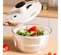 Hopeyhfm Salad Spinner, Salad Washer, BPA Plastic Free, Fast Spin Cycles, Compact Storage,to Wash,Clean & Dry Vegetables,Household Fruit Dehydrator Drainer, Manual Salad Washer for Kitchen (L)