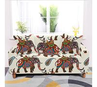 Hopfen Sofa Cover Beige Orange Elephant Sofa Covers Stretch Spandex Sofa Slipcovers Adjustable Sofa Covers 3 Seater Settee Covers Easy Fit Sofa Protectors from Pets Washable Universal Couch Cover