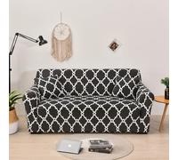 Hopfen Sofa Cover White Black Sofa Covers Stretch Spandex Sofa Slipcovers Adjustable 2 Seater Sofa Covers Easy Fit Settee Covers Washable Sofa Protectors from Pets Universal Couch Cover