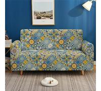 Hopfen Sofa Cover Yellow Orange White Sofa Covers Spandex Sofa Slipcovers Adjustable Settee Covers Washable Sofa Protectors from Pets Universal Stretch Covers for Sofas Fitted Couch Cover 1 Seater