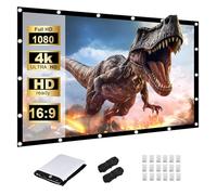 HOPFROG 120 Inch Portable Projector Screen, Washable & Anti-Crease Milk Silk Fabric, 16:9 4K HD Dual-Sided Foldable Movie Screen for Outdoor Camping & Home Theater, Easy Setup with Hooks, 160° View