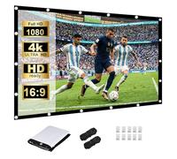 HOPFROG 60 Inch Portable Projector Screen, Washable & Anti-Crease Milk Silk Fabric, 16:9 4K HD Dual-Sided Foldable Movie Screen for Outdoor Camping & Home Theater, Easy Setup with Hooks, 160° View