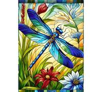 Hopgo 1000 Pieces Puzzles for Adults, Colorful Stained Glass Dragonfly Jigsaw Puzzles for Family Game Puzzles Lover 27.5"x19.6"