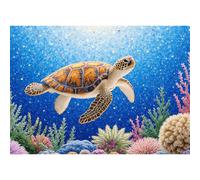 Hopgo Crystal Sea Turtle 1000-Piece Jigsaw Puzzle for Adults,Blue Ocean Themed 1000 Piece Puzzle Challenging Game,Printed Jewels Decorative Home Decor Artwork Collection, 70x50cm