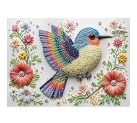 Hopgo Jigsaw Puzzle 1000 Piece for Adults - Gem Bird & Flowers Nature Puzzle Art Aesthetic Challenging 1000 Piece Puzzles for Home Decor & Gift,Printed Jewel Artwork Intelligence Family Games, 70*50cm