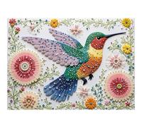 Hopgo Puzzle for Adults 1000 Piece, Crystal Jewel Hummingbirds Daisies Art Jigsaw Puzzle, Challenging Puzzles for Adults