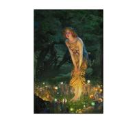 HOPHEMA Edward Hughes Midsummer Eve Art Painting Poster Pre-Raphaelite Woman Portrait Oil Painting Print Canvas Painting Wall Art Modern Bedroom Decor Poster (12x18inch(30x45cm),No Framed)