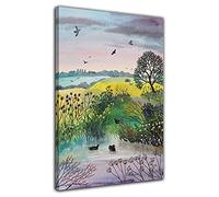 HOPHEMA Jo Grundy Art Painting Seaside Garden Poster Print Canvas Painting Wall Art Picture Room Aesthetics Modern Home Bedroom Decor(12x18inch(30x45cm),Framed)