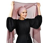 Hophor Instant Chiffon Hijab Set 3-in-1 Scarf with Built-in Magnets and Undercaps Head Wraps with Model Cap, Pink, Standard