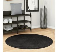 hopkins 100cm polyester round non-slip washable rug - black