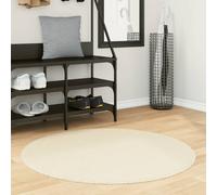 hopkins 100cm polyester round non-slip washable rug - cream