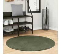 hopkins 100cm polyester round non-slip washable rug - forest green
