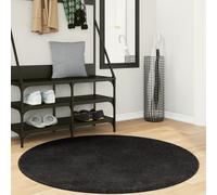 hopkins 120cm polyester round non-slip washable rug - black