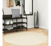 hopkins 120cm polyester round non-slip washable rug - cream