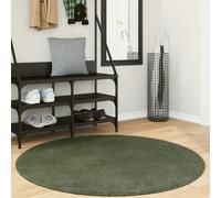 hopkins 120cm polyester round non-slip washable rug - forest green