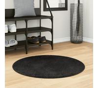 hopkins 80cm polyester round non-slip washable rug - black