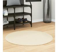 hopkins 80cm polyester round non-slip washable rug - cream