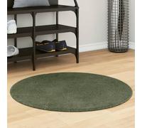 hopkins 80cm polyester round non-slip washable rug - forest green