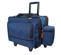 Hopkins Medical Products Rolling Medical Bag, Two Zippered End Pouches, Lockable File Pocket, Waterproof Polyblend, 36.5 in. Handle, Extra Wide Wheel Base, Navy, 1 Count (Pack of 1), Travel