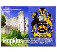Hopkins Welsh Ancestry Family Name Souvenir Metallic Picture Fridge Magnet