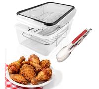 HoPliGhe Batter Bowl, Breader Bowl with Tongs and Removable Stainless Steel Tray - No Mess Breading and Storage Container for Chicken, Fish, Pork, Salad, Kitchen Meal Prep