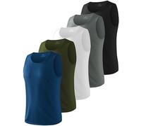 HOPLYNN 5 Pack Men's Tank Top Sleeveless Quick Dry T Shirt for Running Gym Sport Breathable Vest Tops Black/Grey/Blue/White/Green 2XL