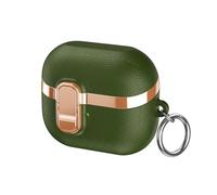 HOPMC Electroplated Leather-Look TPU Case for Galaxy Buds 3/3 Pro/3 FE - Safety Lock clamp & Durable Shock Absorption (Green)