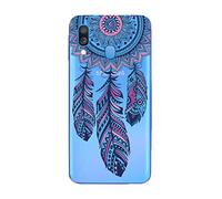 HopMore Case Cover for Samsung Galaxy A40 Silicone Clear with Pretty Design Shockproof Case Protective Cover Transparent Thin Gel Slim Bumper for Girls Woman - Blue Dreamcatcher