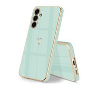 HopMore Case for Samsung Galaxy S23 FE 5G Phone Case, Soft Flexible TPU Silicone Case with Hearts Pattern Design Slim Thin Shockproof Protective Cover Shell for Samsung S23 FE, Mint Green