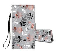 HopMore Flip Case for iPhone SE 2020 / iPhone SE 2022 5G / iPhone 7 / iPhone 8 Phone Case Protective Wallet Case for Girls Women Boys PU Kickstand Card Slot Holder Silicone Shockproof Cover - Leaves