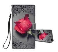 HopMore Flip Case for iPhone SE 2020 / iPhone SE 2022 5G - Protective Wallet Case with Kickstand, Card Slot Holder, Silicone Shockproof Cover - Rose