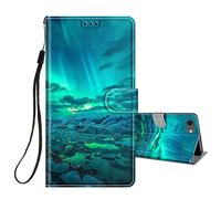 HopMore Flip Case for iPhone SE 2020 / iPhone SE 2022 5G - Protective Wallet Case with Kickstand, Card Slot Holder, Silicone Shockproof Cover - Green