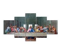HOPNRU 5Pieces The Last Supper Wall Art Picture Da Vinci Renaissance Religious Poster Print Canvas Painting Modern Dining Room Living Room Office Decoration(total 55H x100W(cm)-No Framed)