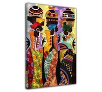 HOPNRU African Woman Carrying Water Bottle Wall Art Picture Black Woman Poster Print Canvas Art Painting Modern Home Bedroom Decor (16x24inch(40x60cm),Framed)