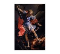HOPNRU Archangel Michael Defeated Satan Oil Painting Poster Romantic Renaissance Wall Art Picture Print Canvas Painting Decorative Poster (8x12inch(20x30cm),No Framed)