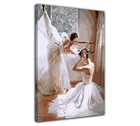 HOPNRU Ballerina Poster Canvas Oil Painting Wall Art Picture Print Modern Living Room Dance Room Decoration Poster (16x24inch(40x60cm),Framed)