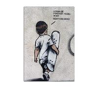 HOPNRU Banksy Poster Wall Art Picture Skateboard Boy Poster Street Art Print Canvas For Children'S Room Decoration Gifts(8x12inch(20x30cm),No Framed)