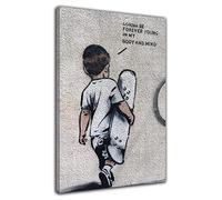HOPNRU Banksy Poster Wall Art Picture Skateboard Boy Poster Street Art Print Canvas For Children'S Room Decoration Gifts (12x18inch(30x45cm),Framed)
