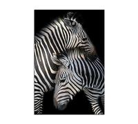 HOPNRU Black and White Animal Zebra Poster Two Zebras Hugging Wall Art Picture Print Canvas Painting for Living Room Office Modern Home Decor Mural (12x18inch(30x45cm),No Framed)